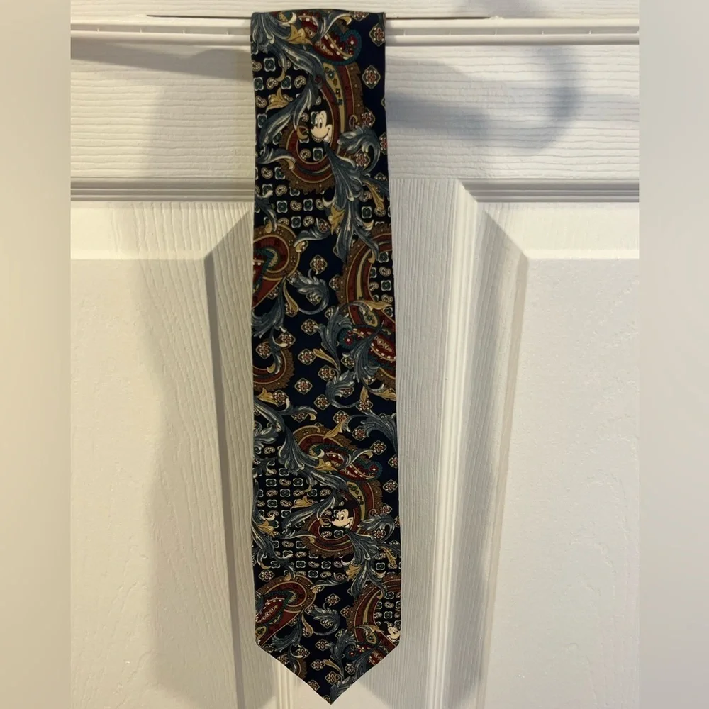 Vintage 90’s Disney Paisley Tie with Blue and Red Accents